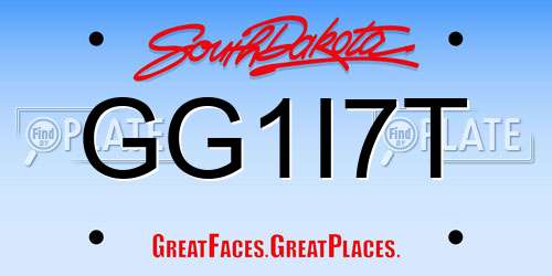 GG1I7T South Dakota License Plate
