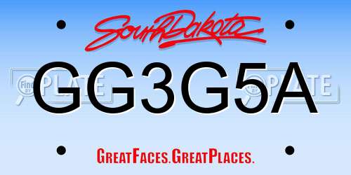 GG3G5A South Dakota License Plate