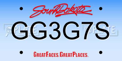 GG3G7S South Dakota License Plate