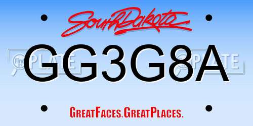GG3G8A South Dakota License Plate