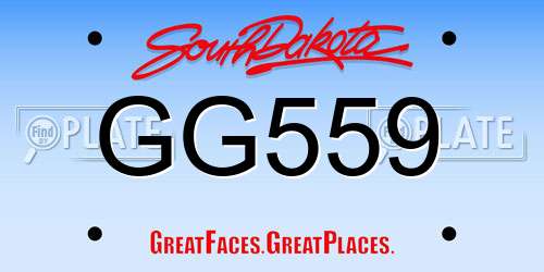 GG559 South Dakota License Plate