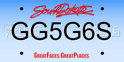 GG5G6S South Dakota License Plate