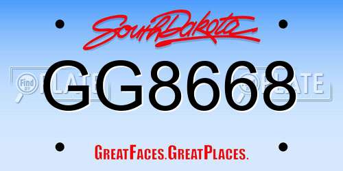 GG8668 South Dakota License Plate