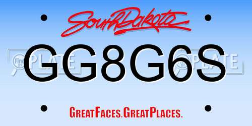 GG8G6S South Dakota License Plate