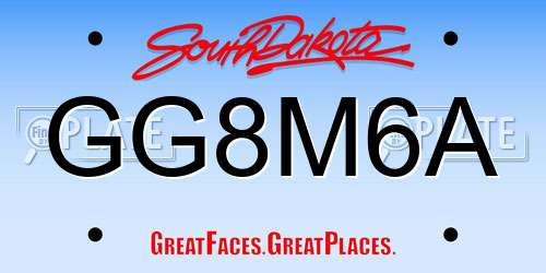 GG8M6A South Dakota License Plate