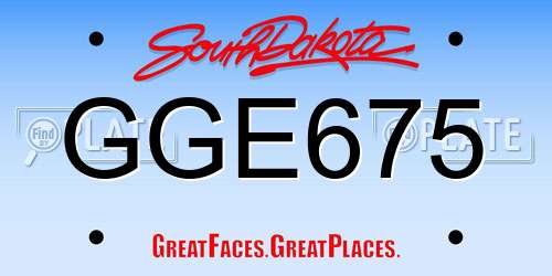 GGE675 South Dakota License Plate