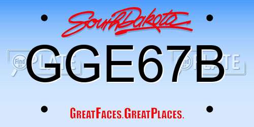 GGE67B South Dakota License Plate