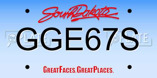 GGE67S South Dakota License Plate
