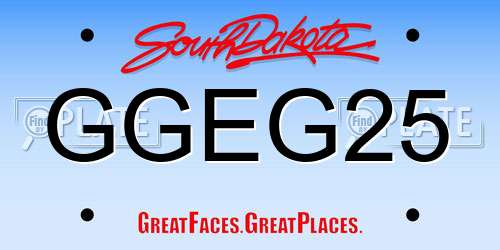 GGEG25 South Dakota License Plate