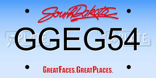 GGEG54 South Dakota License Plate