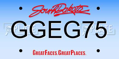 GGEG75 South Dakota License Plate