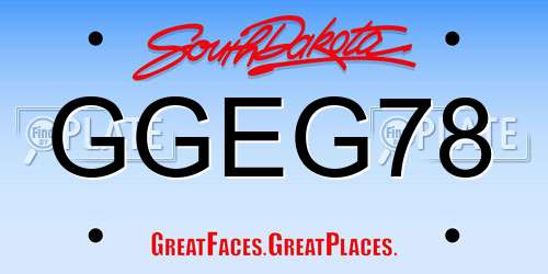 GGEG78 South Dakota License Plate