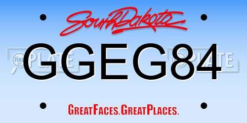 GGEG84 South Dakota License Plate