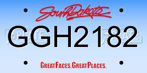 GGH2182 South Dakota License Plate