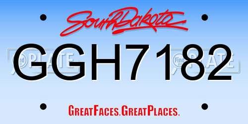 GGH7182 South Dakota License Plate
