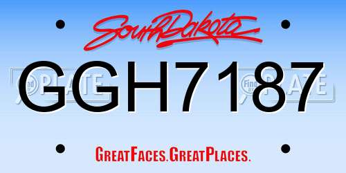 GGH7187 South Dakota License Plate