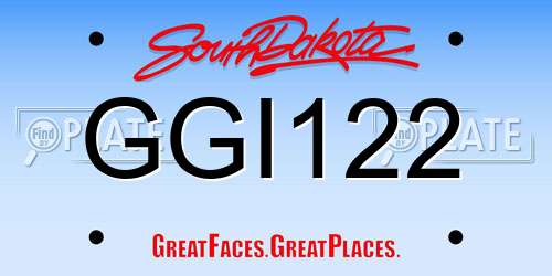 GGI122 South Dakota License Plate