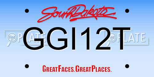 GGI12T South Dakota License Plate