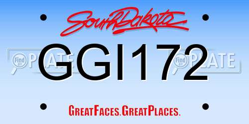 GGI172 South Dakota License Plate