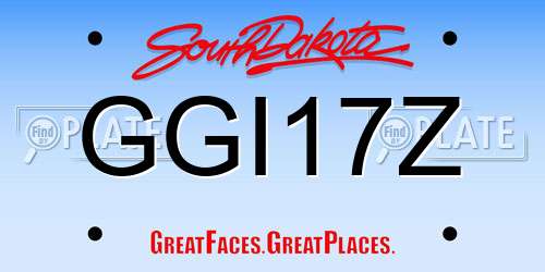 GGI17Z South Dakota License Plate