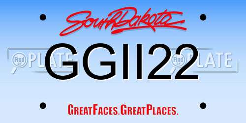 GGII22 South Dakota License Plate