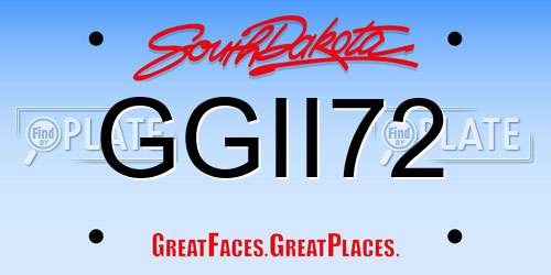 GGII72 South Dakota License Plate