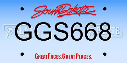 GGS668 South Dakota License Plate