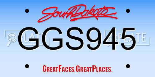 GGS945 South Dakota License Plate