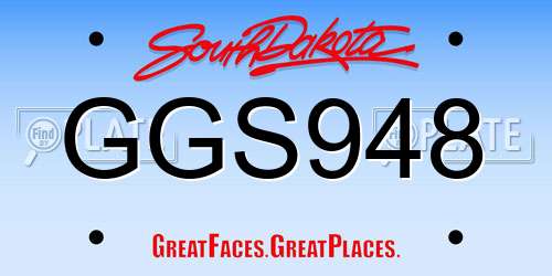 GGS948 South Dakota License Plate