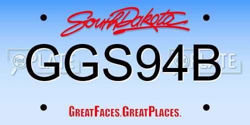 GGS94B South Dakota License Plate