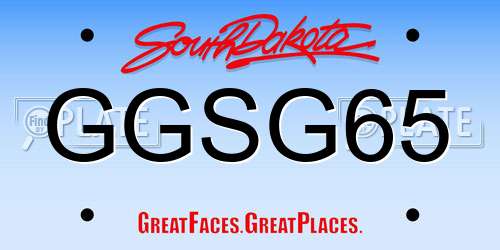 GGSG65 South Dakota License Plate
