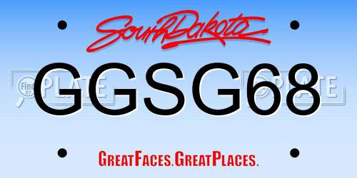 GGSG68 South Dakota License Plate
