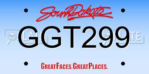 GGT299 South Dakota License Plate