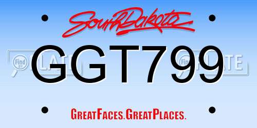 GGT799 South Dakota License Plate