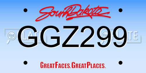 GGZ299 South Dakota License Plate