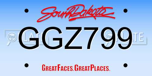 GGZ799 South Dakota License Plate
