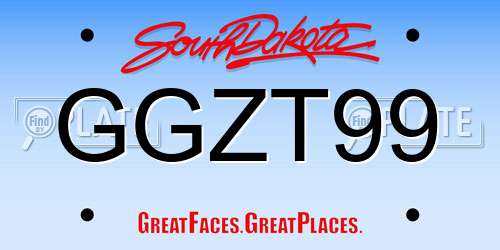 GGZT99 South Dakota License Plate