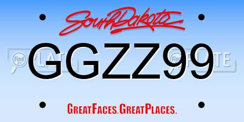 GGZZ99 South Dakota License Plate