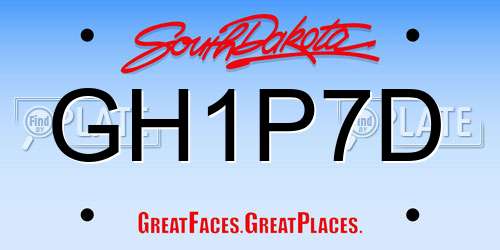 GH1P7D South Dakota License Plate