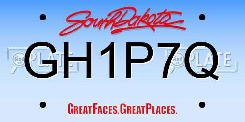 GH1P7Q South Dakota License Plate