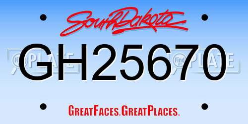 GH25670 South Dakota License Plate