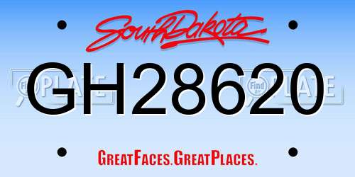 GH28620 South Dakota License Plate