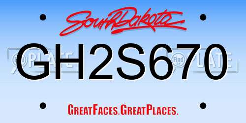 GH2S670 South Dakota License Plate
