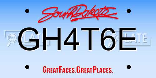 GH4T6E South Dakota License Plate