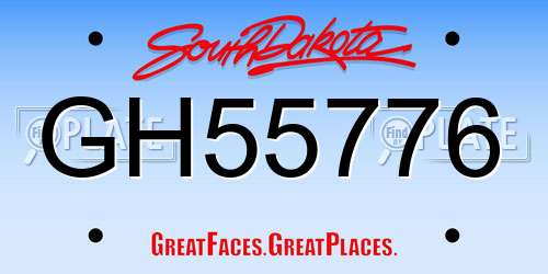 GH55776 South Dakota License Plate
