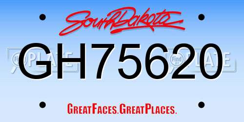 GH75620 South Dakota License Plate