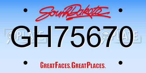 GH75670 South Dakota License Plate