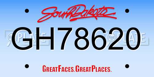 GH78620 South Dakota License Plate