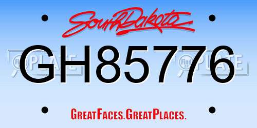 GH85776 South Dakota License Plate