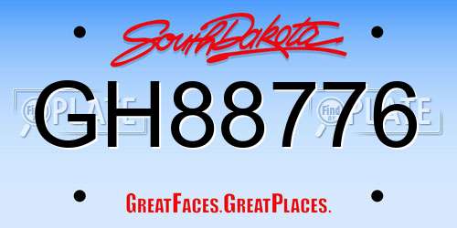GH88776 South Dakota License Plate